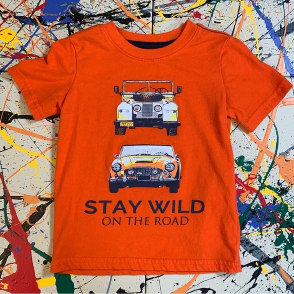 TOUGHSKINS burnt orange British autos short sleeve tee shirt.